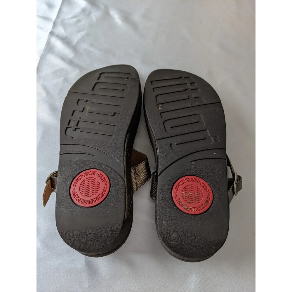 FitFlop Women Bronze Lizard Embossed Thong Slingback Sandals 350-012 US 8 UK 6